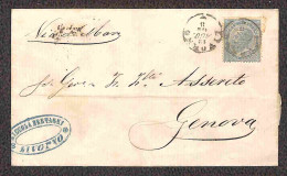 Regno - Vittorio Emanuele II - 15 Cent (18) - Due Lettere Da Livorno A Genova Del 12/24.8.1864 - Autres & Non Classés