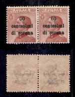 Occupazioni I Guerra Mondiale - Trento E Trieste - 1919 - 00 Cent Su 60 Cent (10l+10) In Coppia Col Normale - Gomma Orig - Other & Unclassified