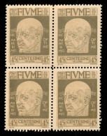 Occupazioni I Guerra Mondiale - Fiume - 1920 - 45 Cent D'Annunzio (119) - Quartina - Gomma Integra (100) - Other & Unclassified