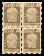 Occupazioni I Guerra Mondiale - Fiume - 1920 - 45 Cent D'Annunzio (119) - Quartina - Gomma Integra (100) - Autres & Non Classés