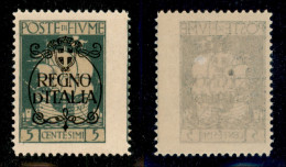 Occupazioni I Guerra Mondiale - Fiume - 1924 - 5 Cent Regno D'Italia (202 - Varietà Nab) Con Dentellatura Destra Spostat - Autres & Non Classés