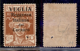 Occupazioni I Guerra Mondiale - Veglia - 1920 - 20 Cent (3) - Gomma Originale - Difettoso (foro Sul 2) - Sonstige & Ohne Zuordnung