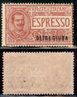 Colonie - Oltre Giuba - 1926 - 70 Cent Espresso (1 Varietà) - Soprastampa Spostata -  Gomma Integra - Non Catalogato - Other & Unclassified
