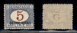 Colonie - Oltre Giuba - 1925 - 5 Lire (10) - Gomma Originale Con Leggera Traccia Di Linguella (450) - Sonstige & Ohne Zuordnung