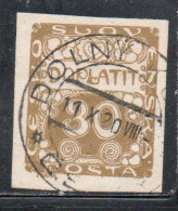 CZECH CECA CZECHOSLOVAKIA CESKA CECOSLOVACCHIA 1918 1920 POSTAGE DUE DOPLATIT 30h USED USATO OBLITERE' - Postage Due