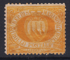 SAN MARINO 1877-90 5 CENTESIMI ARANCIO N.2a G.O MH* - Ongebruikt