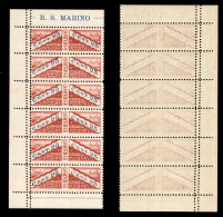 SAN MARINO - 1928 - 25 Cent (4) - Blocco Di Sei Con Tripla Dentellatura (una Cieca) - Gomma Integra - Non Catalogato - C - Autres & Non Classés