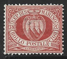 SAN MARINO   1877, STEMMA CNT 20  MH - Neufs