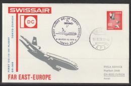 1974, Swissair, First Flight Cover, Tokyo-Zürich - Posta Aerea