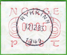 Norge Norwegen Norway ATM 2.1 B Braun / 0005 Vollstempel 12.12.83 Rykkinn / Frama Etiquetas Automatenmarken - Automatenmarken [ATM]