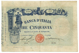 50 LIRE FALSO D'EPOCA BARBETTI GRANDE L MATRICE TESTINA DECRETO 15/11/1909 QBB - Sonstige