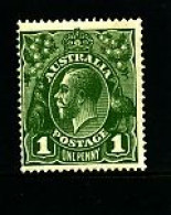 AUSTRALIA - 1926  KGV HEAD  1d  GREEN  SMALL MULTIPLE WMK  PERF 14 MINT LIGHTLY HINGED    SG 86 - Mint Stamps