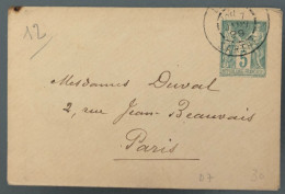 France Entier Type Sage 5c. - Enveloppe - Date : 809 - (B1980) - Bandes Pour Journaux