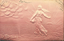 Carte La Semeuse Gauffrée YT N°129 Semeuse Lignée 10c Rose CAD Fontainebleau 7 6 1904 Maximum - ...-1929