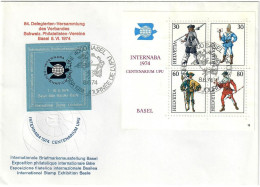 SVIZZERA 1974 BUSTA INTERNABA 1974 ANNULLO 8.6.1974 GIORNATA DELL'U.P.U. - MICHEL 1020/2 BF22 - Unused Stamps