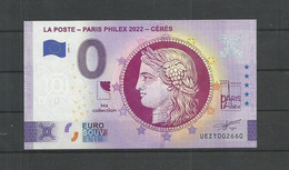 BILLET TOURISTIQUE ZERO EURO LA POSTE CERES SALON PARISPHILEX 2022. - Altri & Non Classificati