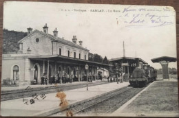 Cpa,éd P.D.S (Daudrix), DORDOGNE 24 SARLAT La Gare Locomotive Et Train, Animée, écrite 01/12/1916 - Sarlat La Caneda