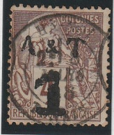 ANNAM Et TONKIN - N°2 Obl (1888) 1 Sur 4c Lilas-brun - Used Stamps