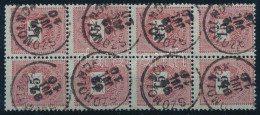 O 1889 15kr Nyolcastömb, Lemezösszefüggés / Mi 34 Block Of 8 - Autres & Non Classés