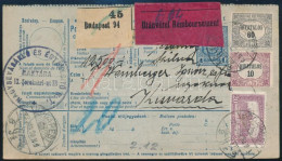 1923 Teljes Utánvétes Csomagszállító 8 Db Postai és 2 Db Hivatalos Bélyeggel Kisvárdára / Complete COD Parcel Card With  - Andere & Zonder Classificatie