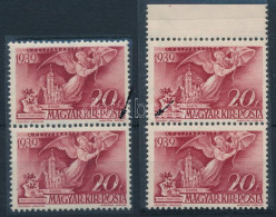 **, * 1940 Kormányzói 20 éves évforduló 2 Db 20f Pár A Kétféle Tévnyomattal / 2 X Mi 628 Pair With Plate Varieties - Other & Unclassified