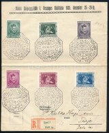 1935 Pázmány Péter Sor Ajánlott Levélen Alkalmi Bélyegzéssel / Mi 522-527 On Registered Cover - Sonstige & Ohne Zuordnung