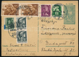 1945 (2. Díjszabás) 18f Díjjegyes Helyi Levelezőlap 7 Bélyeges Díjkiegészítéssel "BUDAPEST" / Local Postcard With 7 Stam - Altri & Non Classificati