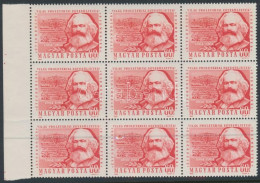 ** 1964 Évfordulók Marx 60f ívszéli 9-es Tömb Az Ismert Tévnyomattal (18.000) / Mi 2068 Block Of 9 With Plate Variety - Sonstige & Ohne Zuordnung