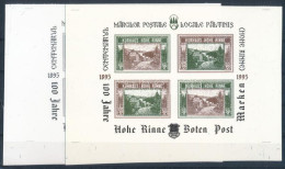 ** 1995/E1a Erdélyi Kiadású Hohe Rinne Centenárium Emlékív Cromalin Pár Színes és Fekete-fehér Nyomata / Souvenir Sheet  - Sonstige & Ohne Zuordnung