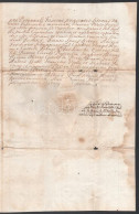1771 Pozsony, Eltartási Szerződés Aczél Mihály ügyében, Papírfelzetes Pecséttel, Foltos, 2,5 Beírt Oldal - Non Classés