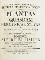 Brückmann, Franz Ernst - Haller, Albrecht Von: F. E. Bruckmanni, D. Epistola Itineraria LXXXV. Sistens, Plantas Quasdam  - Non Classificati