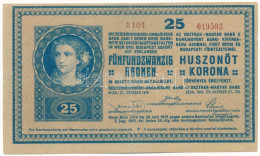 1918. 25K "3101" üres Hátlappal, Hátlapon Kézírásos Szöveg T:F / Hungary 1918. 25 Korona "3101" Empty Backside, With Han - Non Classés