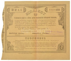 Máramarossziget 1892. "A Máramaros-szigeti Ev. Reform. Egyház Templomépítési Költségeinek Fedezésére" Sorsjegy 50kr érté - Non Classificati