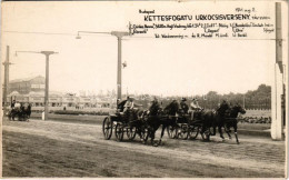 ** T2/T3 1941 Budapest IV. Káposztásmegyer, Lóverseny, Kettesfogatú úrkocsisverseny. Schäffer Udv. Fényk. Photo (fl) - Unclassified