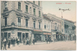 T3 1914 Kassa, Kosice; Fő Utca, Gyógyszertár, Gutfreund Samu üzlete / Main Street, Pharmacy, Shops (szakadás / Tear) - Zonder Classificatie