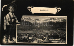 T2 1908 Innsbruck. Art Nouveau Montage With Little Boy In Tyrolean Folk Costume - Sin Clasificación