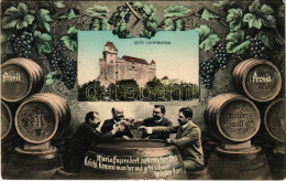 T2/T3 1909 Maria Enzersdorf, Veste Liechtenstein / Castle. Art Nouveau Montage With Wine Barrels And Drinking Men (EK) - Non Classificati