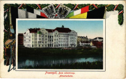 T3/T4 Przemysl, Dom Robotniczy / Arbeiterheim / Worker's House. Art Nouveau Central Powers Propaganda With Flags And Coa - Ohne Zuordnung