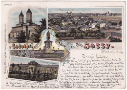 T2 1899 (Vorläufer) Iasi, Jasi, Jassy, Jászvásár; Biserica Trei Erarhi, Palatul Administrativ, Statua Miron Costin. Fanc - Ohne Zuordnung