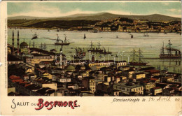 T2/T3 1900 Constantinople, Istanbul; Salut Du Bosphore. Emil Pinkau & Cie / Bosphorus. Art Nouveau, Litho (tear) - Non Classificati