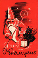 T2/T3 1947 Gruss Vom Krampus With Saint Nicholas / Krampusz és Mikulás (EK) - Non Classés