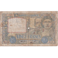 France, 20 Francs, Science Et Travail, 1940, D.1305, B+, Fayette:12.9, KM:92b - 20 F 1939-1942 ''Science Et Travail''