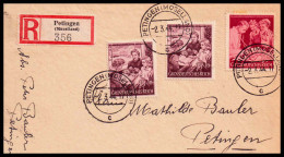 Luxemburg 1944: Brief, Einschreiben FDC | Besatzung, R-Zettel | Petingen;Petange - 1940-1944 German Occupation