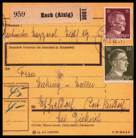 Luxemburg 1944: Paketkarte  | Besatzung, Absenderpostamt, Bezirkspostamt | Esch An Der Alzette;Esch-sur-Alzett, Reisdorf - 1940-1944 Duitse Bezetting