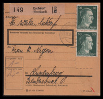 Luxemburg 1943: Paketkarte  | Besatzung, Bezirksämter, Moselland | Eschdorf;Heiderscheid, Luxemburg;Luxembourg - 1940-1944 Duitse Bezetting