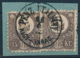 1871 Réznyomat 2 X 15kr Kivágáson "PÉNZ UTALVÁNY / NAGY-VÁRAD" - Sonstige & Ohne Zuordnung