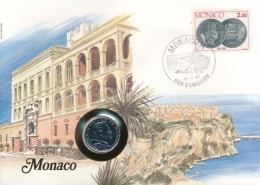 Monaco 1986. 1Fr Ni Felbélyegzett Borítékban, Bélyegzéssel, Német Nyelvű Tájékoztatóval T:UNC  Monaco 1986. 1 Franc Ni I - Unclassified