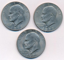 Amerikai Egyesült Államok 1974D-1978D 1$ Cu-Ni "Eisenhower" (3xklf évjárat) T:AU,XF USA 1974D-1978D 1 Dollar Cu-Ni "Eise - Ohne Zuordnung