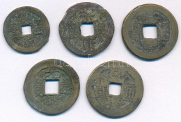 Kínai Császárság ~19. Század Cu Cash (5db) T:F Chinese Empire ~19th Century Cu Cash (5pcs) C:F - Non Classés