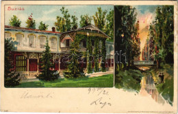 T2/T3 1899 (Vorläufer) Buziás, Fürdő Szálló, Híd / Spa Hotel, Bridge. Kunstanstalt Kosmos 146. Litho (fl) - Unclassified